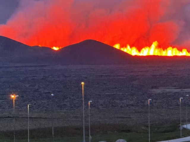 iceland volcano erupts spewing lava